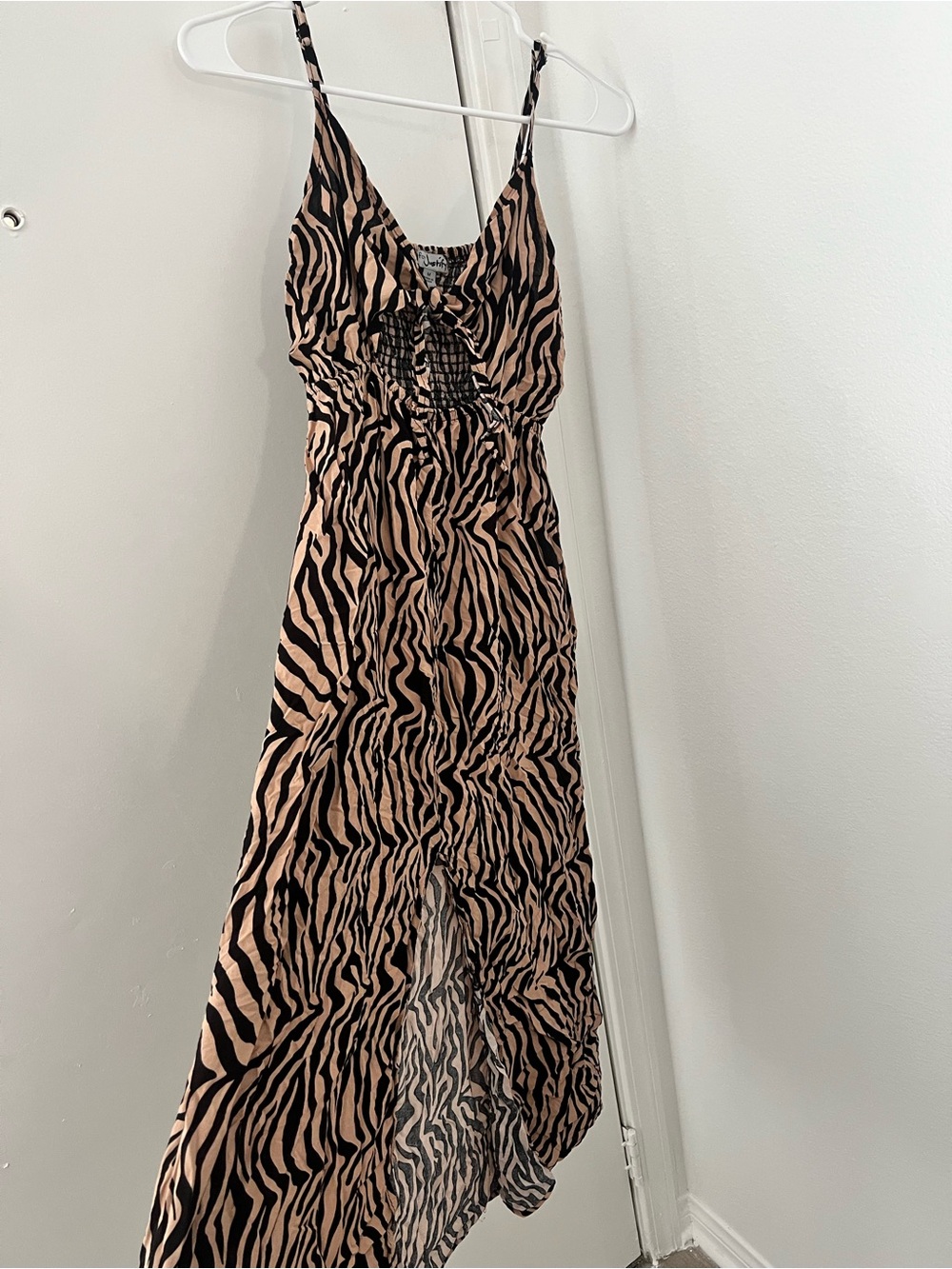 Justify Black and Beige Zebra-Striped Dress
